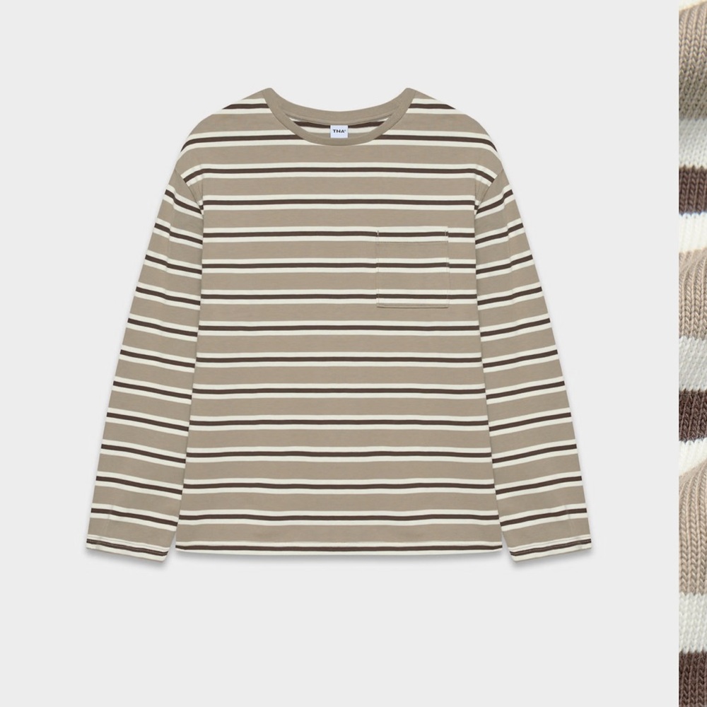 Aritzia TNA Tan and White Stripe Top